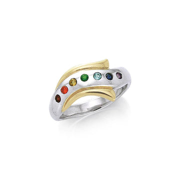Silver and Gold Chakra Ring MRI489 - Jewelry